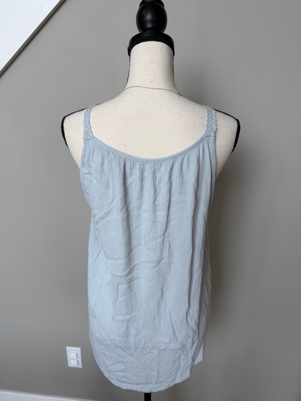 Maurices Light Blue Lace Yoke Women's Tank Top - Picture 5 of 7